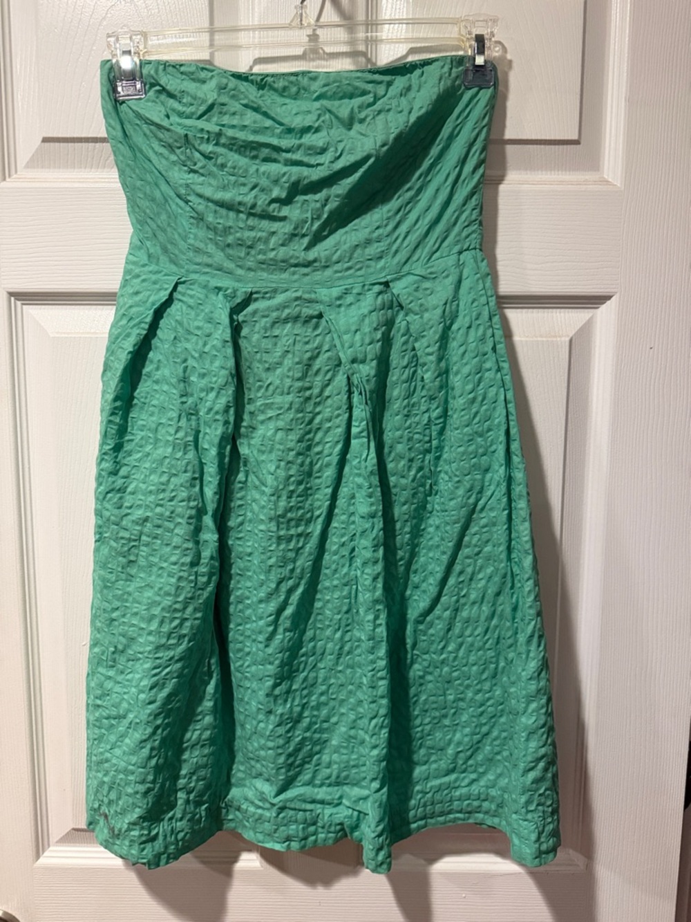 J. Crew Strapless Textured A-Line Dress in Mint Green